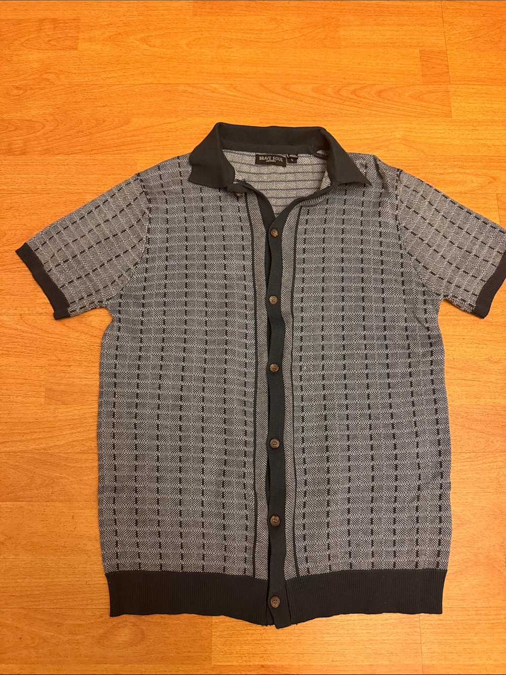 Brave Soul Short-Sleeve Knit Polo Shirt - Gray with Black Trim